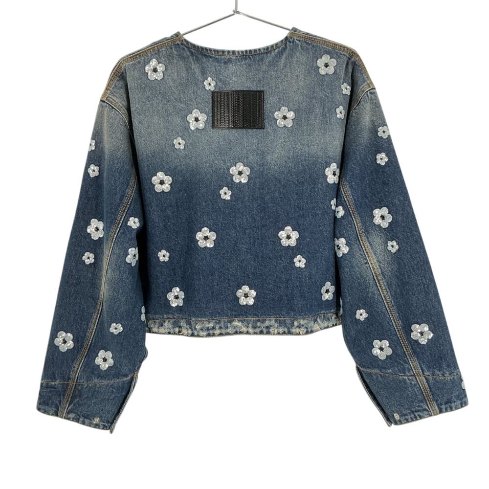 Marc Jacobs Sequined Blue Daisy Jacket Size L - Picture 2 of 4